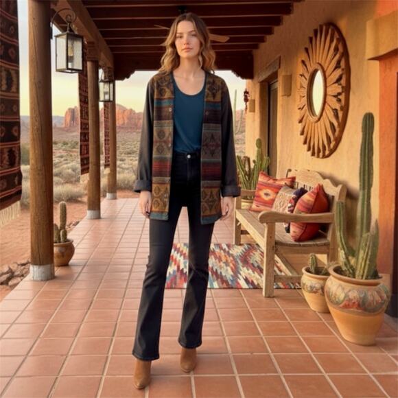 VTG Woolrich Field Barn Jacket Wool Liner Aztec Southwestern USA Women SZ Large - Picture 1 of 16